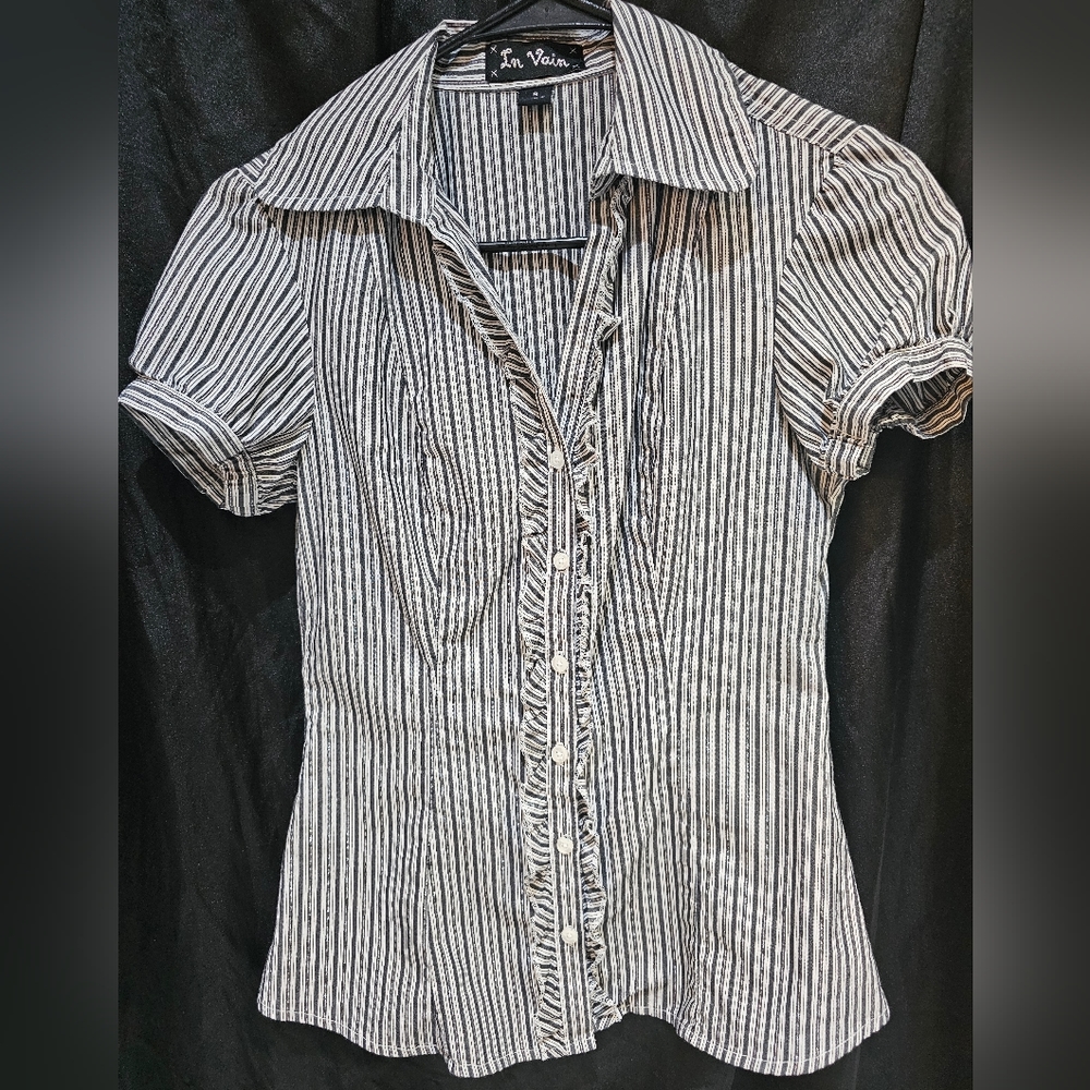 Collared Dark Grey and Silver Button Down
